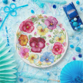 ミックスウォーターカラーパンジーフラワーズ  ペーパープレート (パーティー)