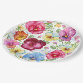 ミックスウォーターカラーパンジーフラワーズ  ペーパープレート (アングル)