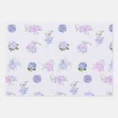 ミックスウォーター色ピンク&紫あじさい花 ラッピングペーパーシート (正面)