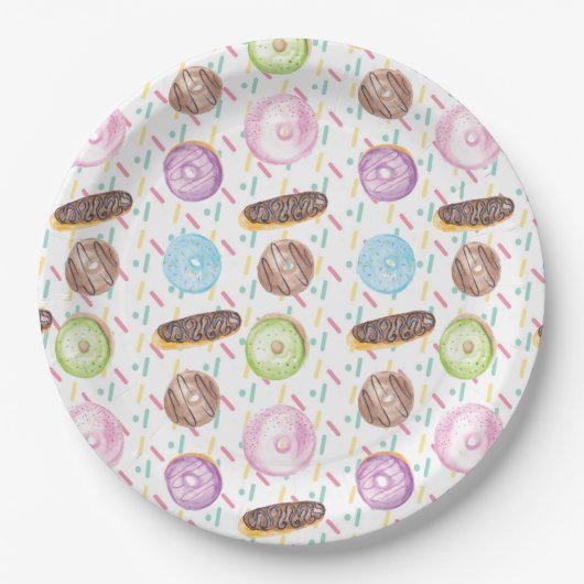 ミックスウォーター色フロストドーナツと散水 ペーパープレート (正面)
