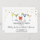 ミックスカクテルドリンク婚約パーティ招待状 招待状 (正面/裏面)