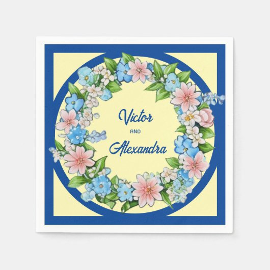 ミックスカラーフローラ スタンダードカクテルナプキン (正面)