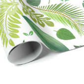 ミックスグリーンパターン(の模様が)あるリーフ ラッピングペーパー (ロールコーナー)