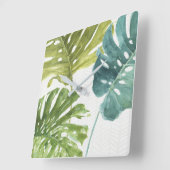 ミックスグリーン |トロピカルパームズ スクエア壁時計 (傾斜)