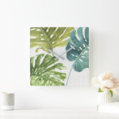 ミックスグリーン |トロピカルパームズ スクエア壁時計 (ホーム)