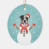 ミックスドッグクリスマス雪だるま セラミックオーナメント (左)