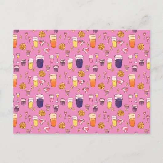 ミックスドリンクピンク葉書 ポストカード (正面)