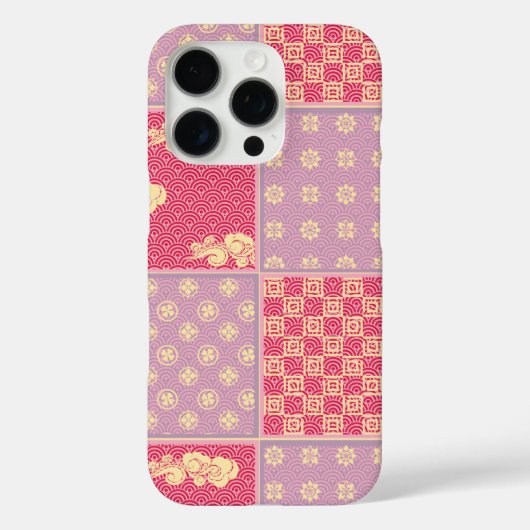 ミックスパタ日本のーンのパッチワーク赤と紫 Case-Mate iPhoneケース (裏面)