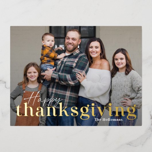ミックスフォイルエレガントフォト感謝祭はがき 箔シーズンポストカード (正面)