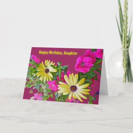 ミックスフラワーの娘の誕生日カード カード (正面)
