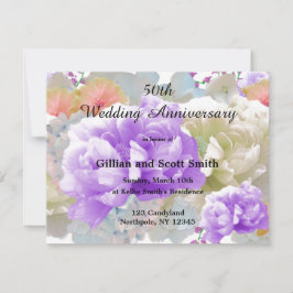 ミックスフラワーの50周年結婚記念日招待状 招待状