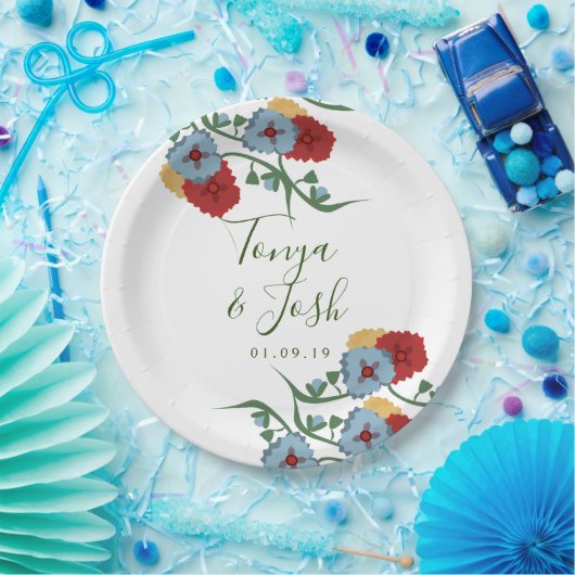 ミックスフラワーメキシコフォーク植物性かわいらしフローラ ペーパープレート (パーティー)