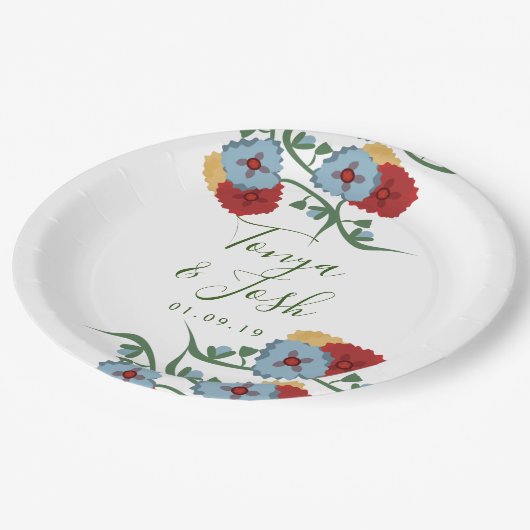 ミックスフラワーメキシコフォーク植物性かわいらしフローラ ペーパープレート (アングル)