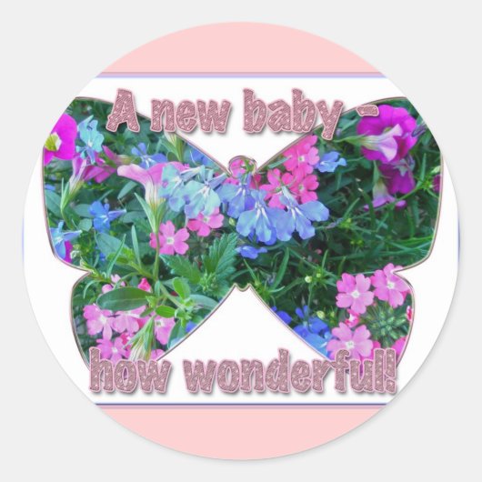 ミックスフラワー新生児おめでとうシール ラウンドシール (正面)