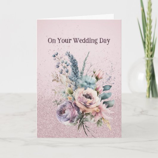 ミックスフラワー結婚の花束おめでとう カード (正面)