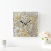 ミックスフローラ スクエア壁時計 (ホーム)