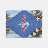 ミックスブルースと構造ダイヤモンドパターンフリース 空白の フリースブランケット (正面(横))