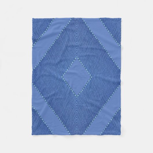 ミックスブルースと構造ダイヤモンドパターン フリースブランケット (正面)