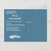 ミックスブルーパターンの繰り返しとホワイトレース インビテーションポストカード (裏面)