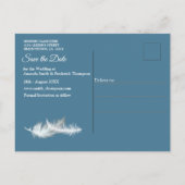 ミックスブルーパターンの繰り返しとホワイトレース 案内ポストカード (裏面)