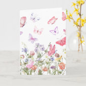 ミックスミディアムワイルドフラワーと蝶(空白の) カード (黄色い花)