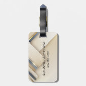 ミックスメタル3-Dルックカリフ金ゴールドモノグラム ラゲッジタグ (裏面縦)