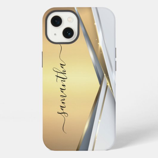 ミックスメタル3Dゴールドモノグラム iPhoneケース (裏面)