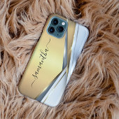 ミックスメタル3Dゴールドモノグラム iPhoneケース