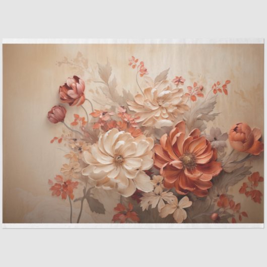 ミックスメディアの秋の花 薄葉紙 (正面)