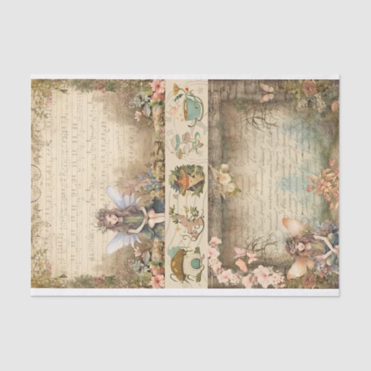 ミックスメディアアーティストジャンクジャーナル妖精コラージュ 薄葉紙 (正面)