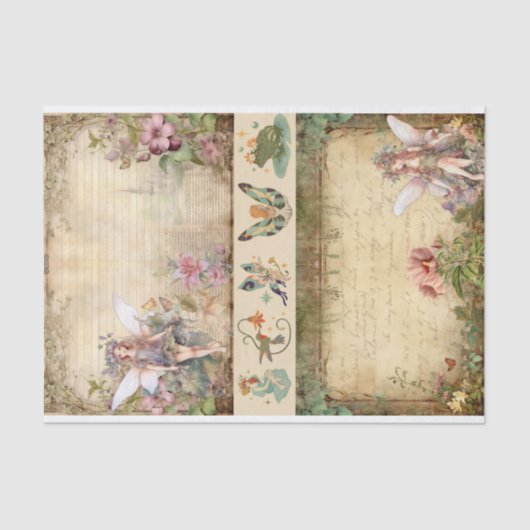 ミックスメディアアーティストジャンクジャーナル妖精コラージュ 薄葉紙 (正面)