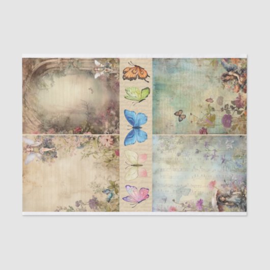 ミックスメディアアーティストジャンクジャーナル妖精コラージュ 薄葉紙 (正面)