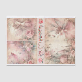 ミックスメディアアーティストピンクジャンクジャーナル妖精コラージュ 薄葉紙