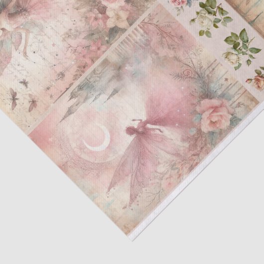 ミックスメディアアーティストピンクジャンクジャーナル妖精コラージュ 薄葉紙 (詳細)