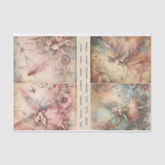 ミックスメディアアーティストマジカルフェアリーアートジャンクジャーナル 薄葉紙 (正面)