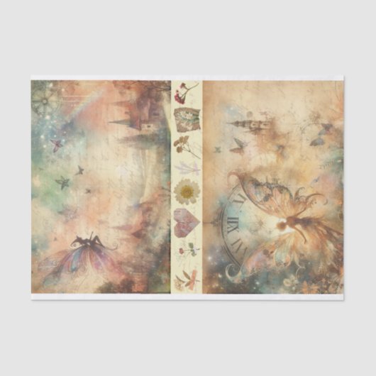 ミックスメディアアーティストヴィンテージフェアリーアートジャンクジャーナル 薄葉紙 (正面)