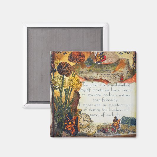 ミックスメディアアートの友人は重要な引用文 マグネット (正面/裏面)