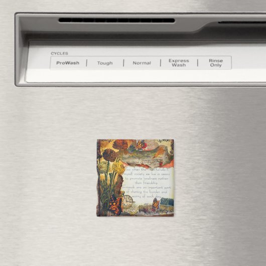 ミックスメディアアートの友人は重要な引用文 マグネット (インサイチュ (食洗機))