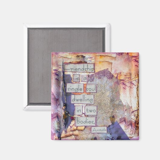 ミックスメディアアートの友情は独身の魂 マグネット (正面/裏面)