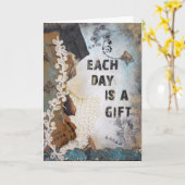 ミックスメディアアート引用文毎日贈り物 カード (黄色い花)