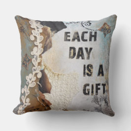 ミックスメディアアート引用文毎日贈り物 クッション