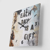 ミックスメディアアート引用文毎日贈り物 スクエア壁時計 (傾斜)