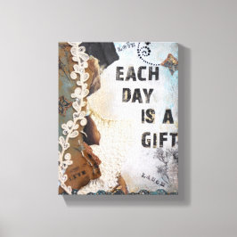 ミックスメディアアート毎日はギフト引用文 キャンバスプリント