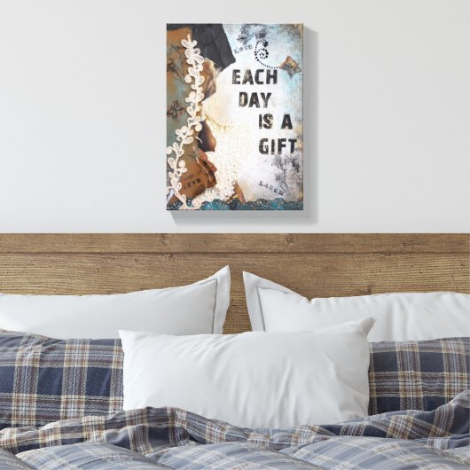 ミックスメディアアート毎日はギフト引用文 キャンバスプリント (インサイチュ (寝室))