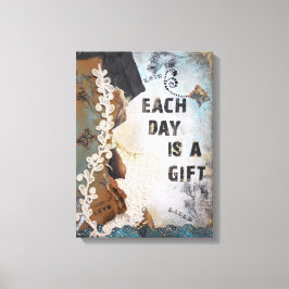 ミックスメディアアート毎日はギフト引用文 キャンバスプリント