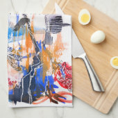 ミックスメディアカラス抽象芸術キッチンタオル キッチンタオル (四つ折り)