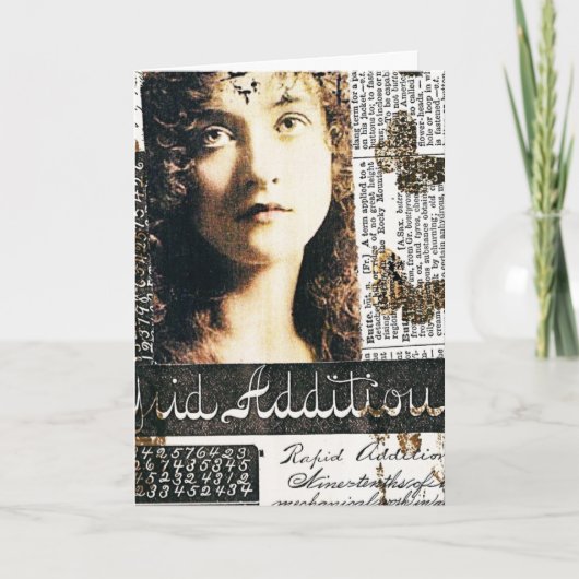 ミックスメディアコラージュとレディかわいらしーとの誕生日 カード (正面)