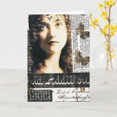 ミックスメディアコラージュとレディかわいらしーとの誕生日 カード (黄色い花)