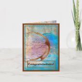 ミックスメディアコーヒー汚れジャンクジャーナルおめでとう カード (正面)