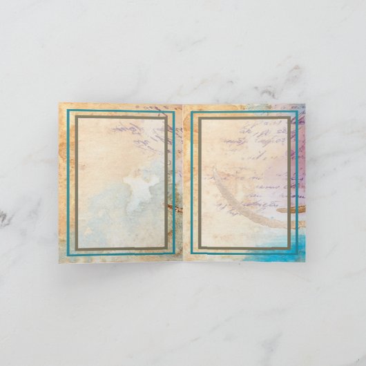 ミックスメディアコーヒー汚れジャンクジャーナルおめでとう カード (内部)